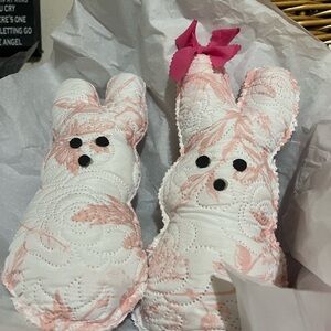 Floral Pink Bunny Accent Pillows Set